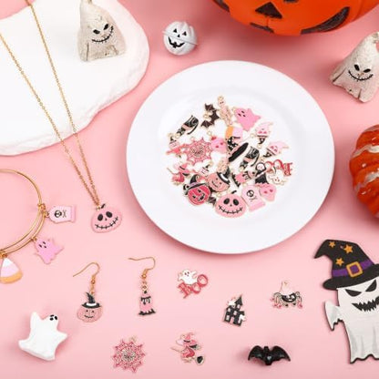 MARFOREVER 40 Pcs/20 Pairs Pink Halloween Charms for Jewelry Making - Image 5