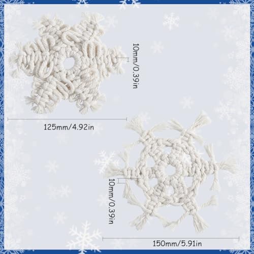SUNNYCLUE DIY 4 Sets Macrame Kit Christmas Macrame Ornaments Macrame Snowflakes Winter Macrame Keychains with Instructions Macrame Kits for Beginners Adults DIY Wall Hangings Decoration - Image 4