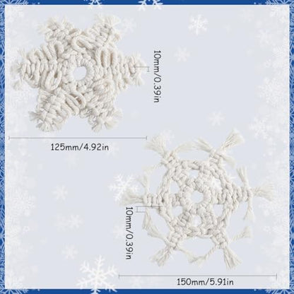 SUNNYCLUE DIY 4 Sets Macrame Kit Christmas Macrame Ornaments Macrame Snowflakes Winter Macrame Keychains with Instructions Macrame Kits for Beginners Adults DIY Wall Hangings Decoration - Image 4