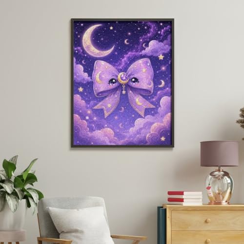 Bozfoxa Paint by Numbers Kit for Adults Beginner Purple Moon Bow - Image 4