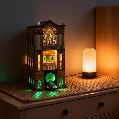 Book Nook Kit - DIY 3D Wooden Puzzle Magic Miniature House with LED Lights - Creative Crafts for Adults - Bookshelf Insert Decor - Educational Gift for Family & Friends（Whispering Gate X） - Image 6