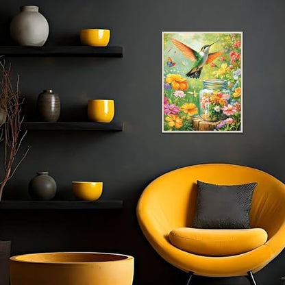 Banket Paint by Numbers Kit for Adults Beginner Hummingbird DIY Painting Kits for Adults Flowers Easy Adult Paint by Number Kits on Canvas Color by Numbers for Gifts Home Wall Decor 16x20 Inch - Image 3
