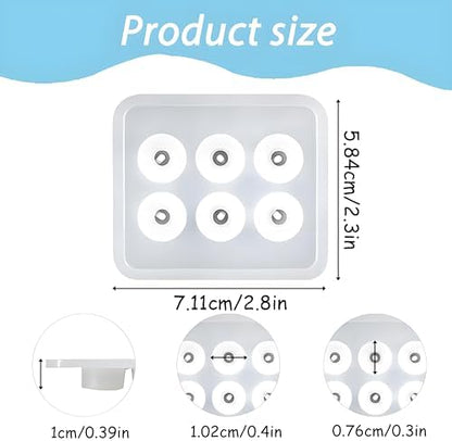 Bead Jewelry Molds with Hole for Epoxy Resin, Round Cabochon Jewelry Making Set, 6 Cavities, 2 Pack for Earrings Pendants Bracelets and Necklaces - Image 2