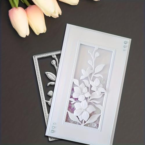 Lapoo Flowers Cutting Die for Scrapbooking - Durable Metal Cutting Die for DIY Scrapbook Photo Album Decorative Paper Card, Metal Card Making Supplies (Floral Border 4.9 x 3.4 in) - Image 4