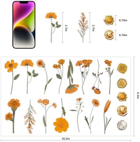 NESSCCI Pressed Flower Themed Stickers (Assorted 240 Pieces,12 Sheets) Scrapbook Supplies,Sticker for Journaling, Dried Floral Resin,Scrapbook Stickers,Junk Journal Sticker - Image 3