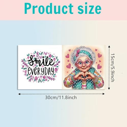 jinglinhh 6pcs Love You Old Grandma Rose Flower Diamond Art Painting Greeting Cards with Envelopes, DIY Card Making Kits for Adults, Diamond Art Postcards Christmas Cards Craft Gifts - Image 2