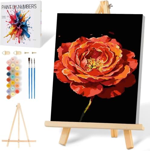 Mowana Peony Paint by Numbers Kit for Adults Beginners by Mowana