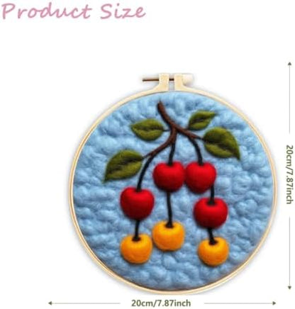 CaptainCrafts Needle Felting Kit for Adults Cherries Pattern DIY Home Decor - Image 2