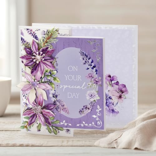 Katy Sue Dusky Violet Blooms, Die Cut Flowers & Leaves Pack. 12 Sheets of Pre-Cut Double-Sided Paper Flowers & Leaves in a Purple Colorway from Card Making Supplies. UK-Made. - Image 5