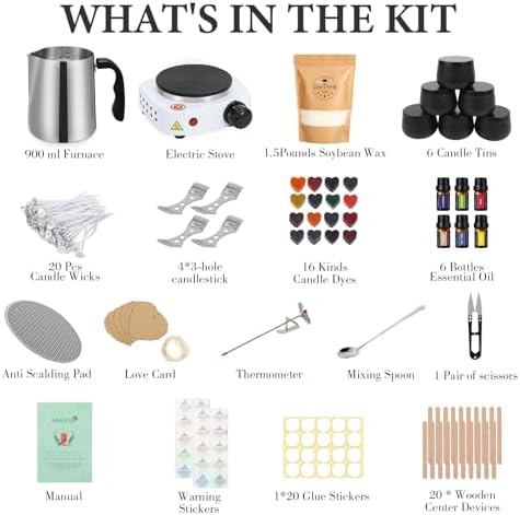 SAEUYVB Candle Making Kit,Easy to Make Colored Candle Soy Wax Kit,Including Soy Wax, Wicks,Melting Pot, Tins and More - Image 2