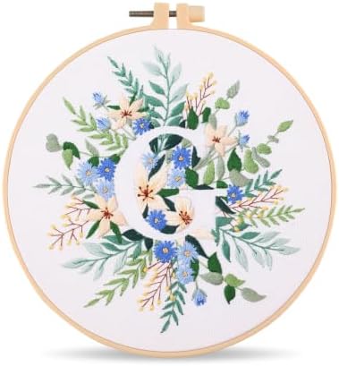 Harimau Letter G Pattern Embroidery Kit for Adult Beginners, Complete Starter Pack with 1 Hoop, Needles, Instruction Guide & Embroidery Stitch Video Tutorials by Unknown