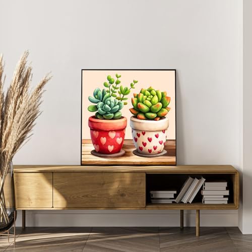 Framed Paint by Numbers Kit for Adults, Succulent & Plant Art 10x10 Inch - Image 3