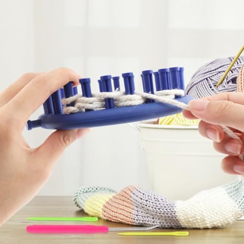 Round Knitting Loom Set, 5.5 Inch Plastic Loom with Crochet Hook & Needle - Image 4
