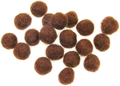 Needle Felt Balls Pure Wool Beads Felted Wool Balls 15mm Handmade DIY Crafts 20pcs (Redish Brown) by Zasy