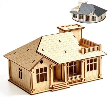 3D Wooden Puzzle for Adults, DIY Miniature Garden Villa Building One Layer by BLOCKABODE