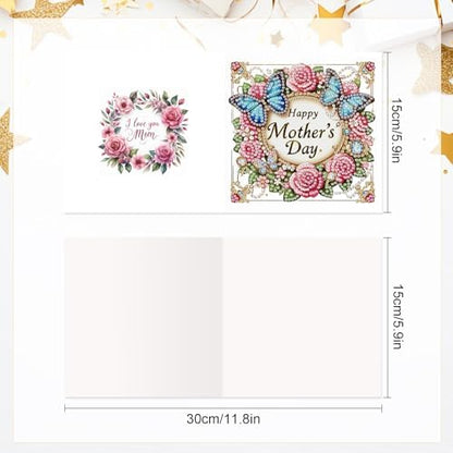 Tontut 6pcs 5D Diamond Art Painting Greeting Card Kit, Butterfly Flower Adult DIY with Envelope, Special Shape Diamond Design Greeting Card Creative Birthday Holiday Gift - Image 2