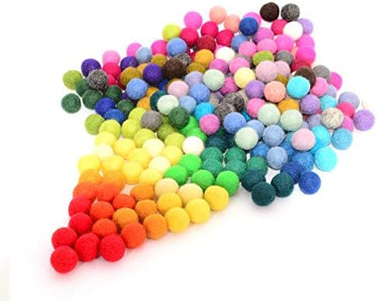 Glaciart One Felt Pom Poms, Wool Balls (240 Pieces) 1.5 cm – 0.6 Inch, Handmade Felted 40 Color (Red, Pink, Blue, Orange, Yellow, Gray, Black, Pastel and More) Bulk Small Puff for Felting and Garland by GlaciartOne