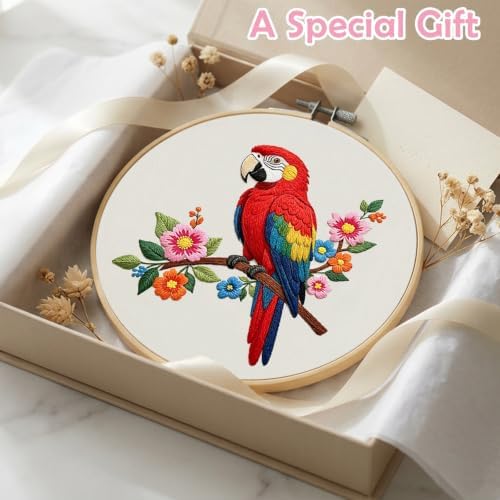 Nuberlic Parrot Embroidery Kit for Beginners, Animal Cross Stitch Kit - Image 7