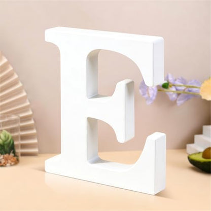 6 Inch White Wood Letters Unfinished Wooden Letters for Wall Decor Decorative Standing Letters Slices Sign Board Decoration for Craft Home Party Projects (E) by Unknown