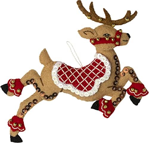 Bucilla Felt Applique 6 Piece Ornament Making Kit, Festive Reindeer, Perfect for DIY Arts and Crafts, 89299E - Image 4