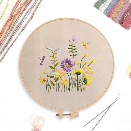 CREAWONDER Canvas Tote Bag Embroidery Kit with Pattern for Beginners, Arts and DIY Embroidery Crafts Kits for Adults, Include Instructions, Embroidery Hoops, Color Threads and Tool - Image 3