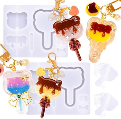 Resin Shaker Molds Lolipop Kitty and Bear Kits Set with Matching Films by FUNSHOWCASE