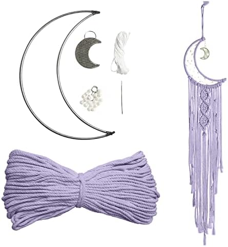 JeogYong Macrame Kit, DIY Moon Dream Catcher Macrame Kits for Kids & Adults Beginners, Includes Metal Hoop Rings Macrame Cord or More Craft Supplies and Materials for Bohemian Wall Decor Dreamcatcher by JeogYong