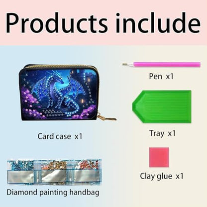 Santiway DIY Diamond Art Painting Kit - PU Leather Credit Card Holder Wallet & Coin Purse with Dragon Pattern, Zipper Organizer 4.33x3.14in for Adults​ - Image 4