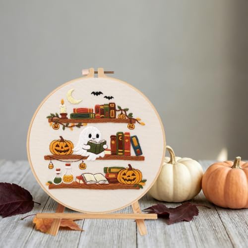 Nuberlic Halloween Ghost Reading Embroidery Kit for Beginners - Image 7