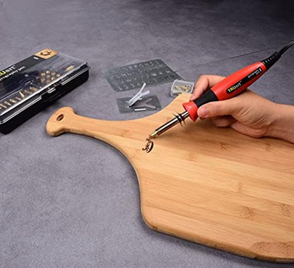 TRUArt Stage 1 Wood Leather Cardboard Paper Pyrography Pen Set w/Jewelry Soldering Point - Best Woodburning Crafts Burner Tool Kit - Comes with 35 Tips, Dual Power Mode - 30W-15W, Gourd - Image 5