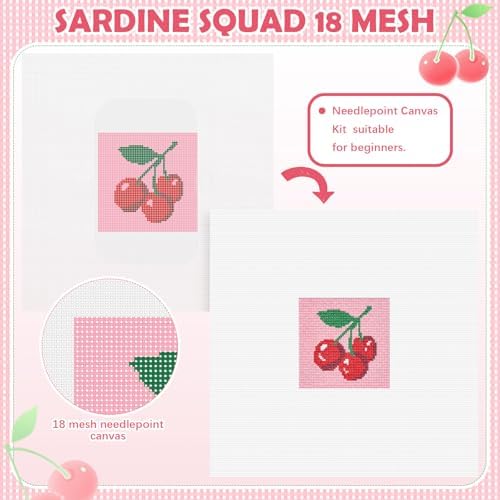 XunYee Needlepoint Canvas Kit, Cherries - Image 3