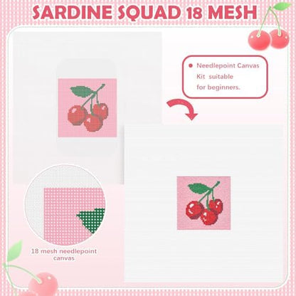 XunYee Needlepoint Canvas Kit, Cherries - Image 3