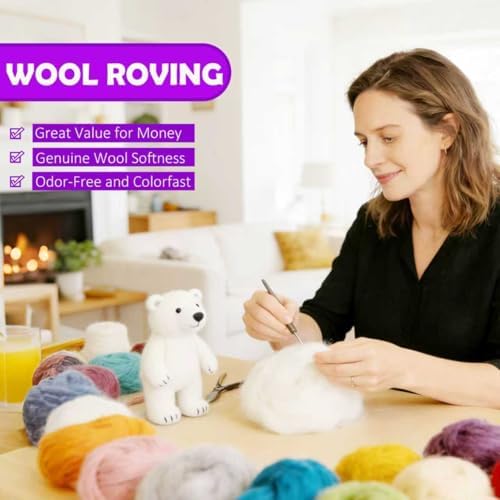 VNAKER 3.4oz Needle Felting Wool Purple for DIY Needle Craft Enthusiasts - Image 4