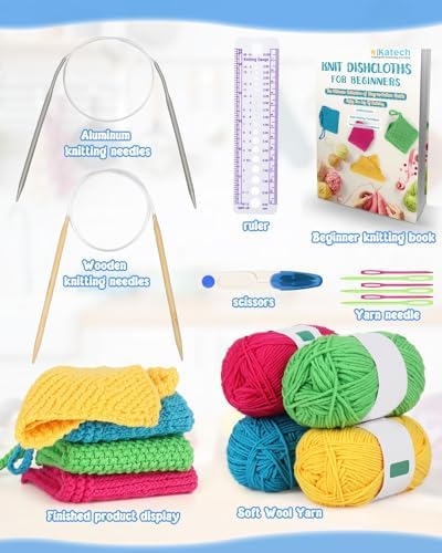 Katech Knitting Kit for Beginner, Dishcloth Kniting Starter Kit for Adults - Image 2
