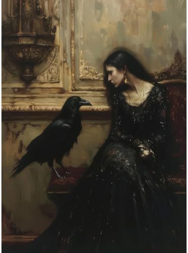 Gothic Crows Paint by Numbers Kit for Adults Framed Canvas, Frameworkless by FairylandJinWenn