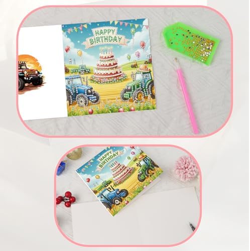 JISHSHAY 6 PCS Diamond Painting Happy Birthday Cards Car Diamond Art Greeting Cards with Envelopes Cake Gem Art Gem Painting Embroidery Kit Mosaic Kits for Adults with Special Shape Drills - Image 5