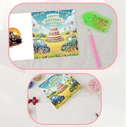 JISHSHAY 6 PCS Diamond Painting Happy Birthday Cards Car Diamond Art Greeting Cards with Envelopes Cake Gem Art Gem Painting Embroidery Kit Mosaic Kits for Adults with Special Shape Drills - Image 5