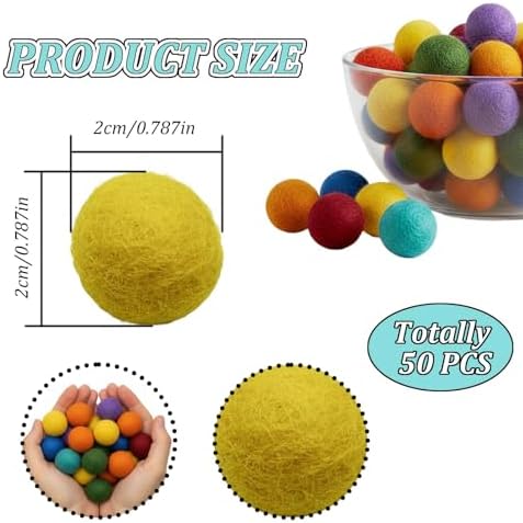 Muimurex 50Pcs Wool Felt Balls 2cm, Multicolor Pompoms for DIY Crafts - Image 2