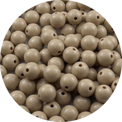100pcs Acrylic Round Beads for Crafts 12mm Resin Candy Color Spacer Beads with Hole for Jewelry Making Sewing Crafts Decoration Necklaces Bracelets Earrings Supplies(Light Brown) by Unknown