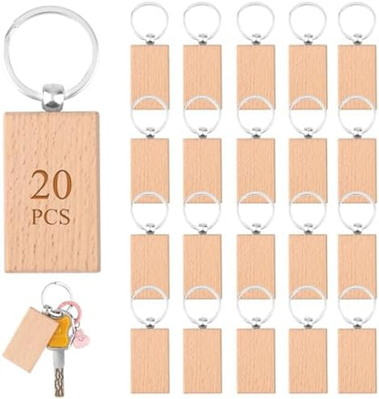 PineHaven Blank Wooden Key Chain, Rectangle Wood Keychain Blanks,Unfinished Wood Key Ring Wooden Engraving Blank Keys Tags by Unknown