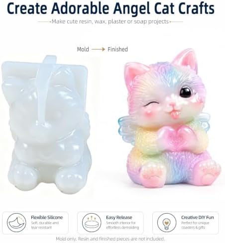Animal Silicone Mold 4 Pcs 3D Resin Epoxy Candle Mold Bear Cat Sheep Craft - Image 2