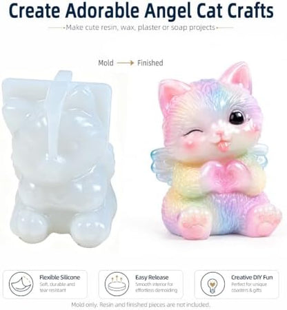 Animal Silicone Mold 4 Pcs 3D Resin Epoxy Candle Mold Bear Cat Sheep Craft - Image 2