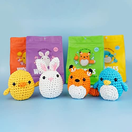 The Woobles Crochet Kit Bundle for Beginners (Penguin, Chick, Fox, Bunny) - Image 2