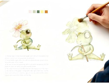 Watercolor Workbook，Water Paint Adult Set，Easy Coloring Book,Beautiful Paintings for Beginner（Fruit - Album (Animals - Album) - Image 2