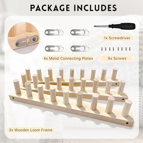 LARIAU Chunky Knitting Blankets Loom, Thick Yarn Knitting Loom for Beginners, 18.4" to 55" Long Wooden Adjustable & Foldable & Portable Design DIY Machine, Birthday Gifts Knitting Lover Gift - Image 3