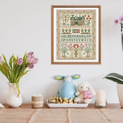 FREEBLOSS 11CT Stamped Cross Stitch Kits Folk Art House Pattern Cross Stitch Wall Painting Kit Embroidery Needlepoint Set for Beginners Adults 40x50cm/15.7x19.7inch - Image 6