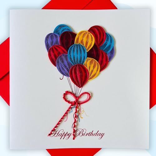 Quilling Cards, handmade card, quilled cards with Dedicated Paper, quilling birthday cards for women or all occasions: Mother's day, Greeting card, Birthday... daisy bouquet (Flowers with dragonfly) (Flying heart) by SaigonWillingCraft