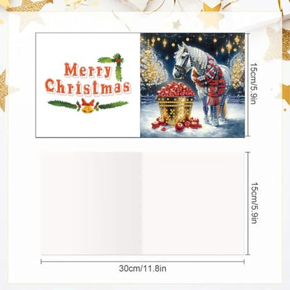jinglinhh 6pcs Christmas Red Scarf Horse Diamond Art Painting Greeting Cards with Envelopes, DIY Card Making Kits for Adults, Diamond Art Postcards Christmas Cards Craft Gifts - Image 2