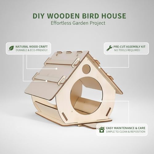 DIY Wooden House-Shaped Ornament Kit – Pre-Cut Natural Wood Craft for Home & Shelf Decor, Easy Assembly Project - Image 5