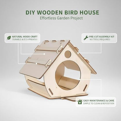 DIY Wooden House-Shaped Ornament Kit – Pre-Cut Natural Wood Craft for Home & Shelf Decor, Easy Assembly Project - Image 5